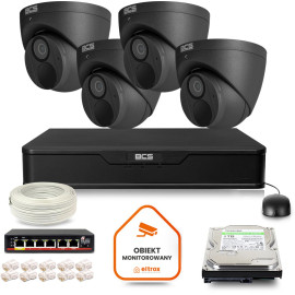 Zestaw monitoringu IP BCS Point 4x Kamera BCS-P-EIP28FWR3-Ai2-G Rejestrator z dyskiem 1TB