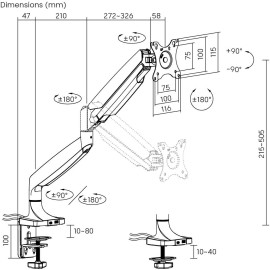 Uchwyt do monitora 17”-45” Spacetronik SPA-S110B USB