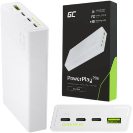 POWERBANK Green Cell PowerPlay20S 20000mAh PD 22,5W QC 3.0 3x USB-C BIAŁY