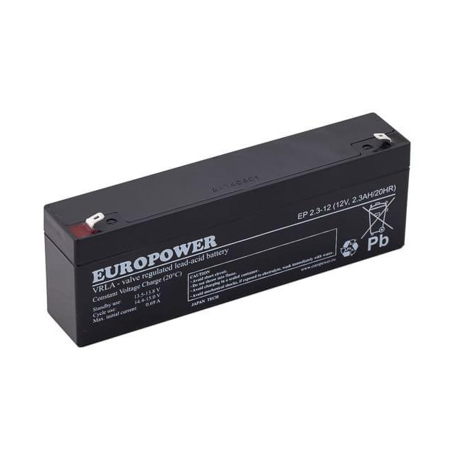 Akumulator AGM EUROPOWER serii EP 12V 2.3Ah (Żywotność 6-9 lat)