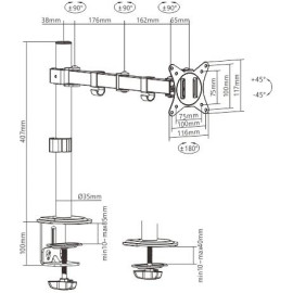 Uchwyt biurkowy przegubowy na 1 monitor Spacetronik SPA-112