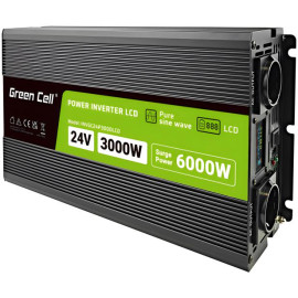 PRZETWORNICA NAPIĘCIA Green Cell PowerInverter LCD 24V / 230V 3000/6000W CZYSTA SINUSOIDA