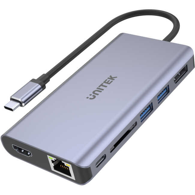 Adapter Unitek D1056A Hub USB-C 2x USB 3.1 HDMI DP RJ45 czytnikSD