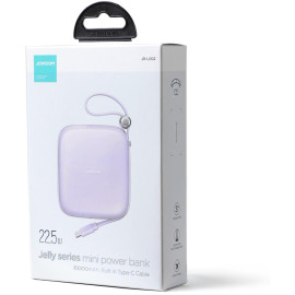 Powerbank Joyroom Jelly Series JR-L002 10000mAh 22.5W PD QC z kablem 1x USB-A 1x USB-C fioletowy