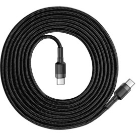 KABEL USB-C / USB-C Baseus Cafule CATKLF-HG1 200cm 60W 3A PD 2.0 QC 3.0 CZARNO-SZARY W OPLOCIE