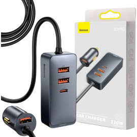 ŁADOWARKA SAMOCHODOWA NA PRZEWODZIE Baseus Share Together 120W 3A 3x USB-A 1x USB-C PD 20W QC 3.0