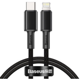 KABEL USB-C / Lightning iPhone Baseus Cafule CATLGD-01 1m 20W PD Quick Charging CZARNY W OPLOCIE