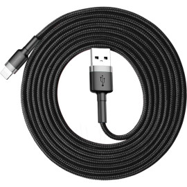 KABEL USB-A / Lightning iPhone Baseus Cafule CALKLF-CG1 200cm Apple 1.5A CZARNO-SZARY W OPLOCIE