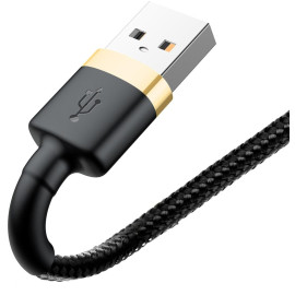 KABEL USB-A / Lightning iPhone Baseus Cafule CALKLF-BV1 100cm Apple 2.4A CZARNO-ZŁOTY W OPLOCIE