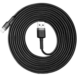 KABEL USB-A / Lightning iPhone Baseus Cafule CALKLF-RG1 300cm Apple 2A CZARNO-SZARY W OPLOCIE