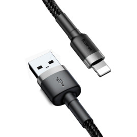 KABEL USB-A / Lightning iPhone Baseus Cafule CALKLF-BG1 100cm Apple 2.4A CZARNO-SZARY W OPLOCIE