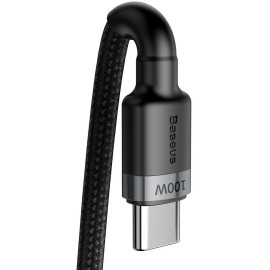 KABEL USB-C / USB-C Baseus Cafule CATKLF-ALG1 200cm 100W 5A PD 2.0 QC 3.0 CZARNO-SZARY W OPLOCIE