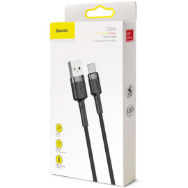 KABEL USB-A / USB-C Baseus Cafule CATKLF-UG1 300cm 3A QC 3.0 CZARNO-SZARY W NYLONOWYM OPLOCIE