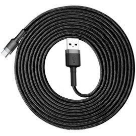 KABEL USB-A / USB-C Baseus Cafule CATKLF-UG1 300cm 3A QC 3.0 CZARNO-SZARY W NYLONOWYM OPLOCIE