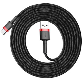 KABEL USB-A / USB-C Baseus Cafule CATKLF-C91 200cm 2A QC 3.0 CZARNO-CZERWONY W OPLOCIE