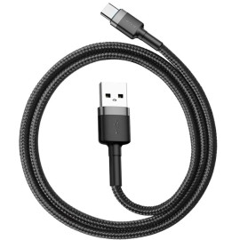 KABEL USB-A / USB-C Baseus Cafule CATKLF-BG1 100cm 3A QC 3.0 CZARNO-SZARY W NYLONOWYM OPLOCIE