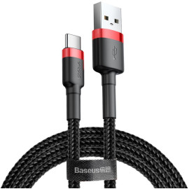 KABEL USB-A / USB-C Baseus Cafule CATKLF-B91 100cm 3A QC 3.0 CZARNO-CZERWONY W OPLOCIE