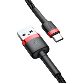 KABEL USB-A / USB-C Baseus Cafule CATKLF-A91 50cm 3A QC 3.0 CZARNO-CZERWONY W OPLOCIE