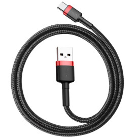 KABEL USB-A / USB-C Baseus Cafule CATKLF-A91 50cm 3A QC 3.0 CZARNO-CZERWONY W OPLOCIE