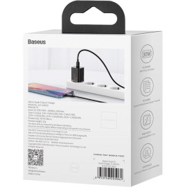 ŁADOWARKA SIECIOWA Baseus Super Si Quick Charger 1C CCSUP-J01 30W 1x USB-C PD 3.0 QC 3.0 CZARNA