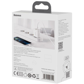 ŁADOWARKA SIECIOWA Baseus Compact Quick Charger CCXJ-B02 20W 1x USB-A 1x USB-C PD 3.0 QC 3.0 BIAŁA