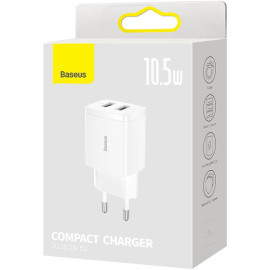 ŁADOWARKA SIECIOWA Baseus Compact Charger CCXJ010202 10.5W 2x USB-A BIAŁA