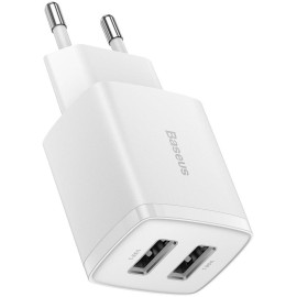 ŁADOWARKA SIECIOWA Baseus Compact Charger CCXJ010202 10.5W 2x USB-A BIAŁA