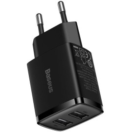 ŁADOWARKA SIECIOWA Baseus Compact Charger CCXJ010201 10.5W 2x USB-A CZARNA