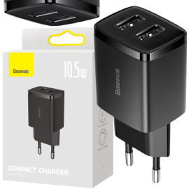 ŁADOWARKA SIECIOWA Baseus Compact Charger CCXJ010201 10.5W 2x USB-A CZARNA