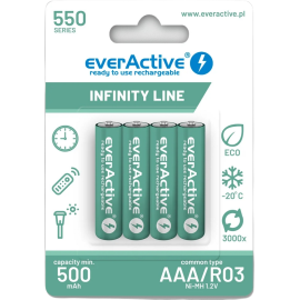 Akumulatorki AAA / R03 Ni-MH everActive 550mAh Infinity Line 3000 cykli (blister 4 szt.)