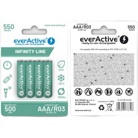 Akumulatorki AAA / R03 Ni-MH everActive 550mAh Infinity Line 3000 cykli (blister 4 szt.)