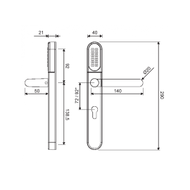 Klamka elektroniczna WFE L701 z klawiaturą 72mm INOX