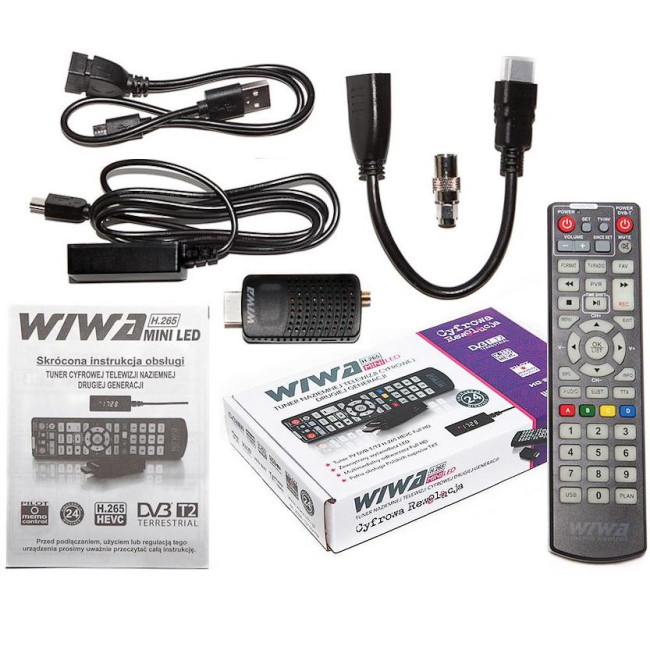 Tuner DVB-T/T2 WIWA H.265 MINI LED