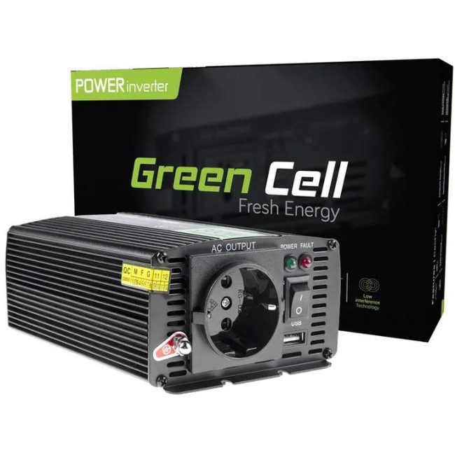 PRZETWORNICA NAPIĘCIA Green Cell 24V / 230V 300W/600W MODYFIKOWANA SINUSOIDA