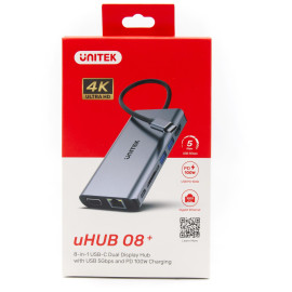 Unitek D1019B Hub USB-C 3.1 8w1 z Power Delivery 100W