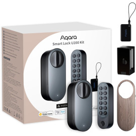 Aqara Smart Lock U200 Kit Czarny | Inteligentny zamek do drzwi | HomeKit, Thread, Bluetooth 5.1, NFC